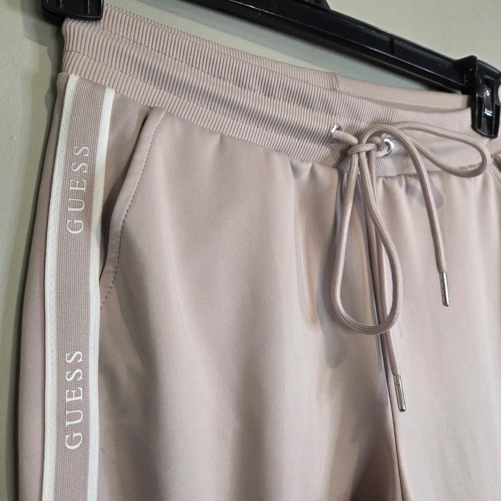 GUESS Joggers Track Pants Womens XS Pink Logo Side Stripe Tapered Sweatpants
